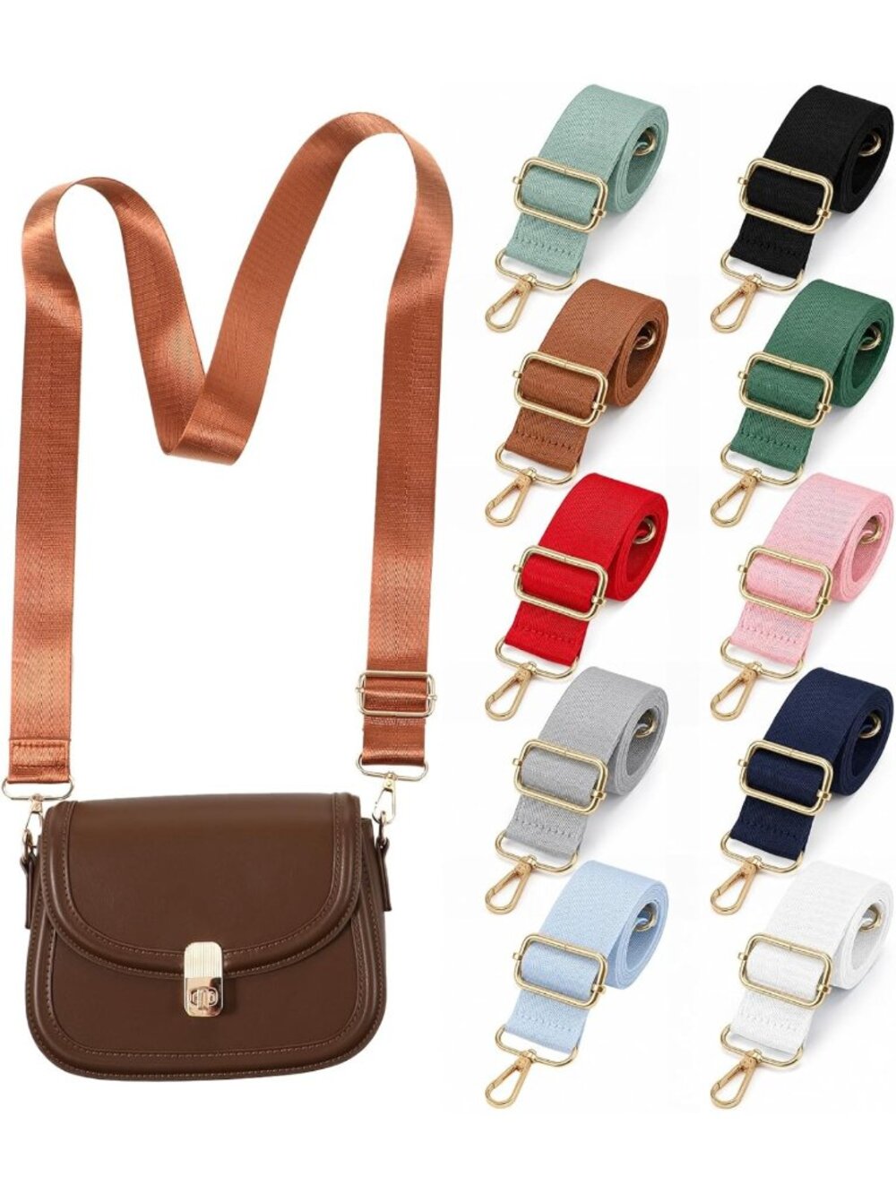 10 Pack Adjustable Wide Purse Strap Replacement - Versatile Crossbody Shoulder